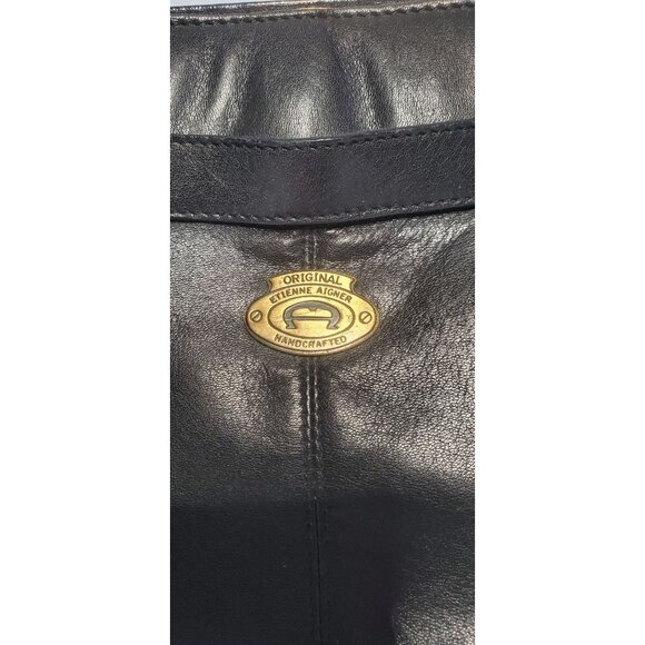 Etienne Aigner Shoulder Bag Handbag Purse Leather Black w/ Signature Lining - Picture 2 of 10